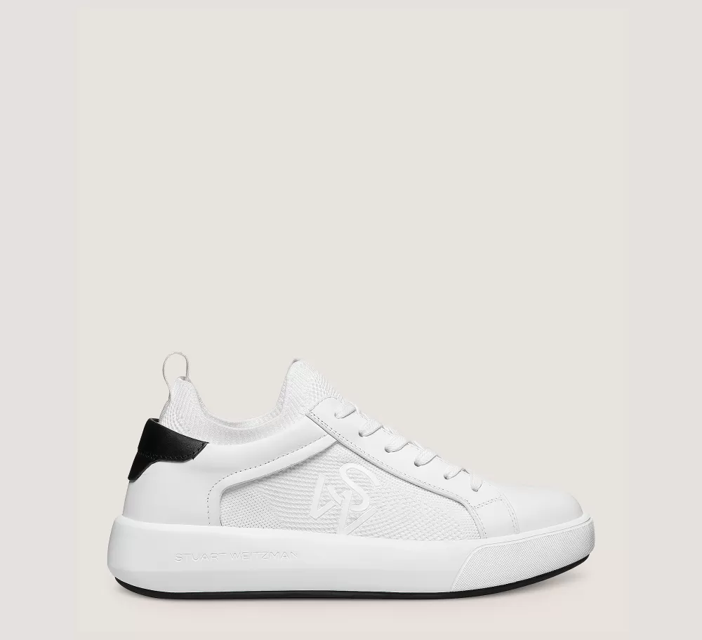 Stuart Weitzman The SW Exclusives Collection | Sneakers-CHANGE LOCATION Leather & knit fabric/White & Black