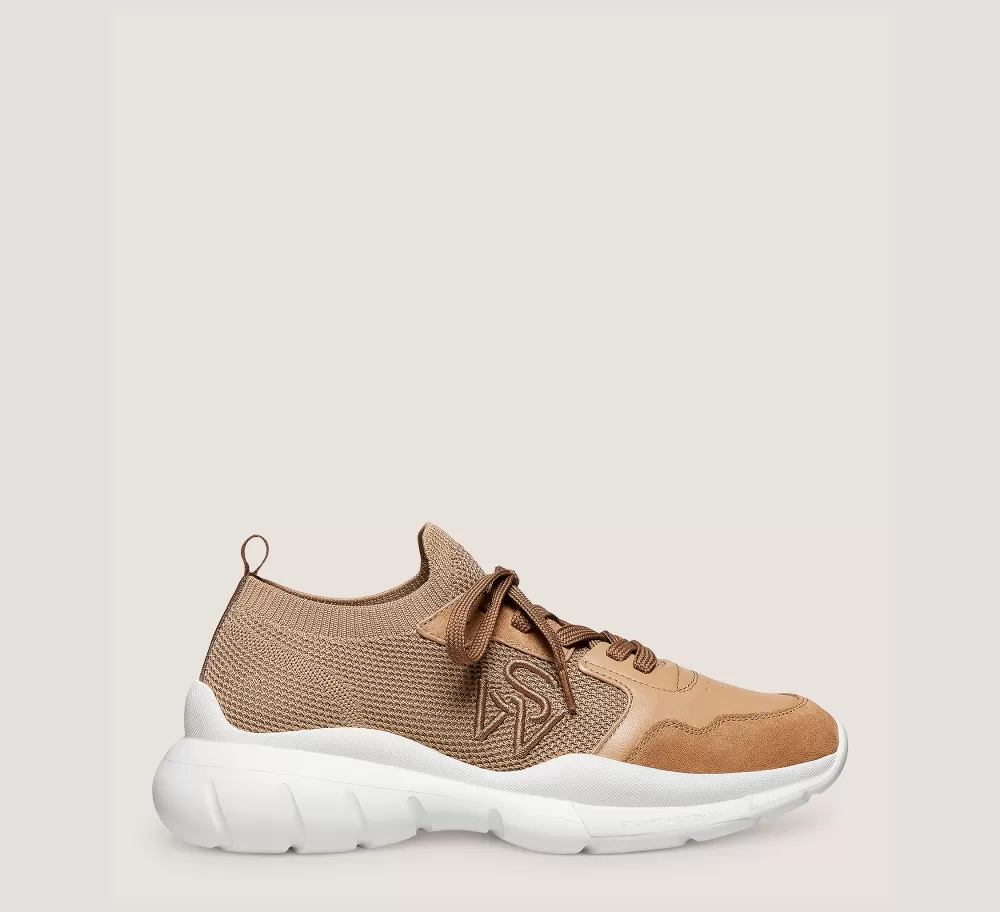 Stuart Weitzman The SW Exclusives Collection | Sneakers-CHANGE LOCATION Leather & knit fabric/Tobacco