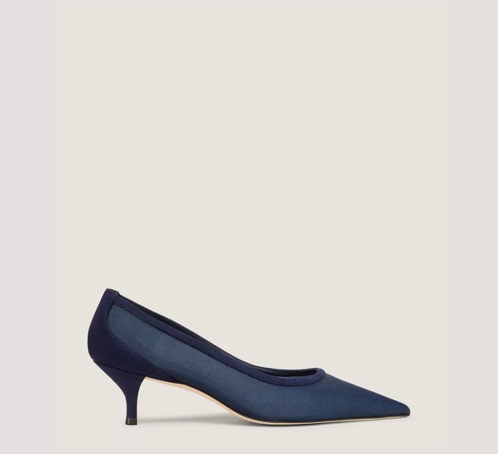 Stuart Weitzman The Occasion Edit | The SW Extended Sizes Collection-CHANGE LOCATION Mesh & Suede/Navy Blue