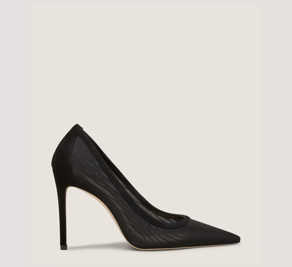 Stuart Weitzman The Occasion Edit | The SW Extended Sizes Collection-CHANGE LOCATION Mesh & Suede/Black