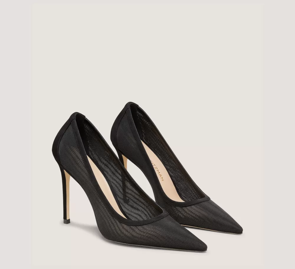 Stuart Weitzman The Occasion Edit | The SW Extended Sizes Collection-CHANGE LOCATION Mesh & Suede/Black