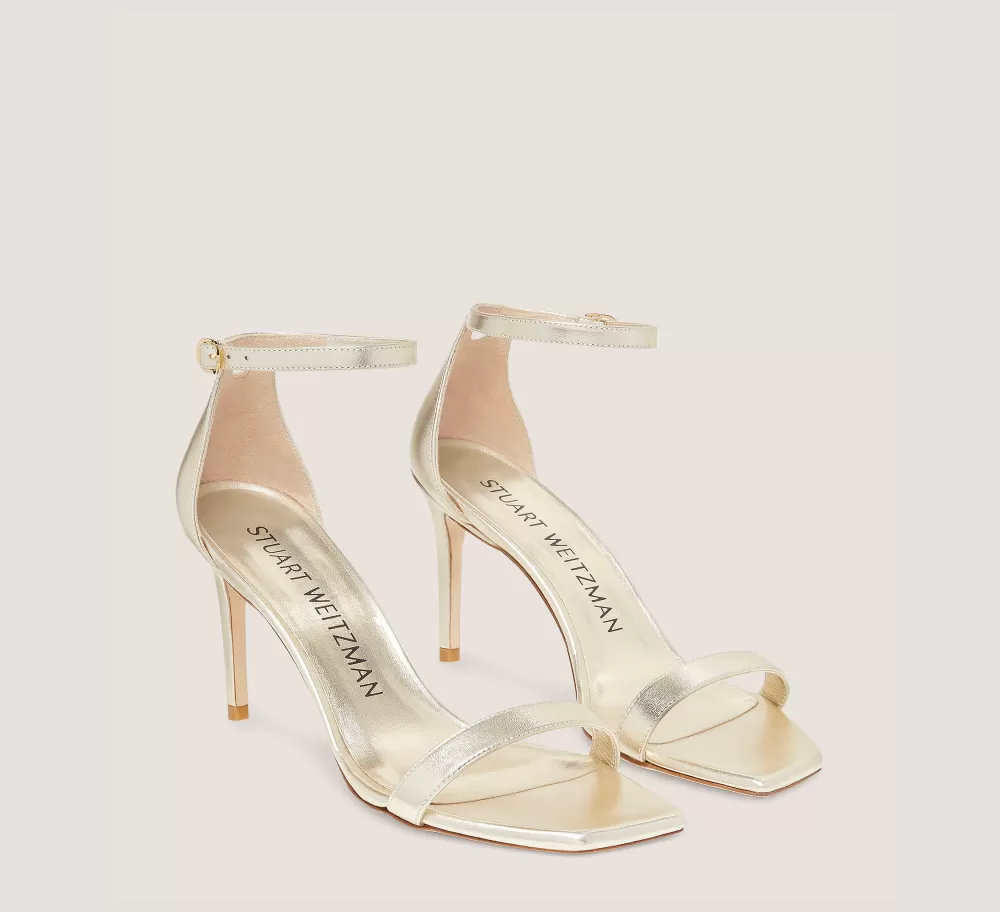 Stuart Weitzman The Nudist Collection | High Heel Sandals-CHANGE LOCATION Liquid Metallic Leather/Light Gold