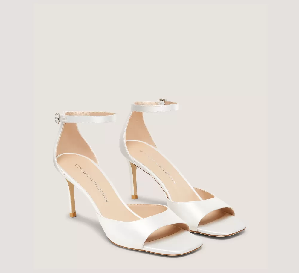 Stuart Weitzman The Nudist Collection | Mid Heel Sandals-CHANGE LOCATION Satin/White