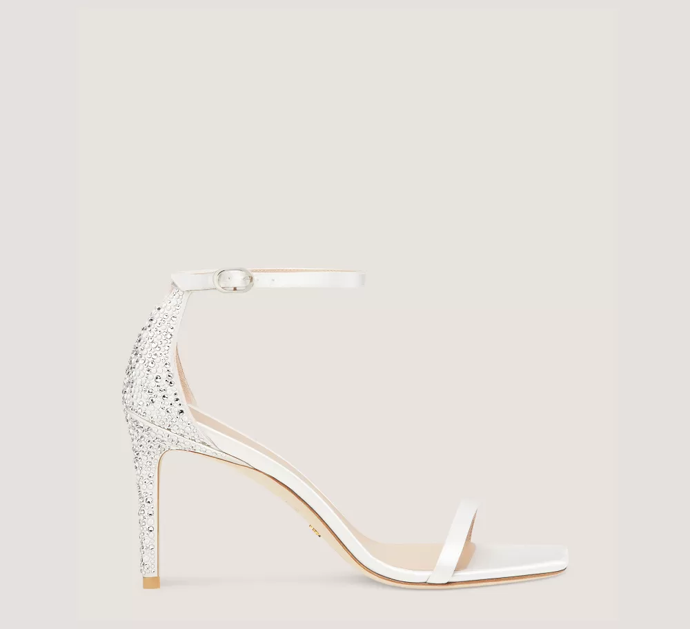 Stuart Weitzman The Nudist Collection | High Heel Sandals-CHANGE LOCATION Satin/White