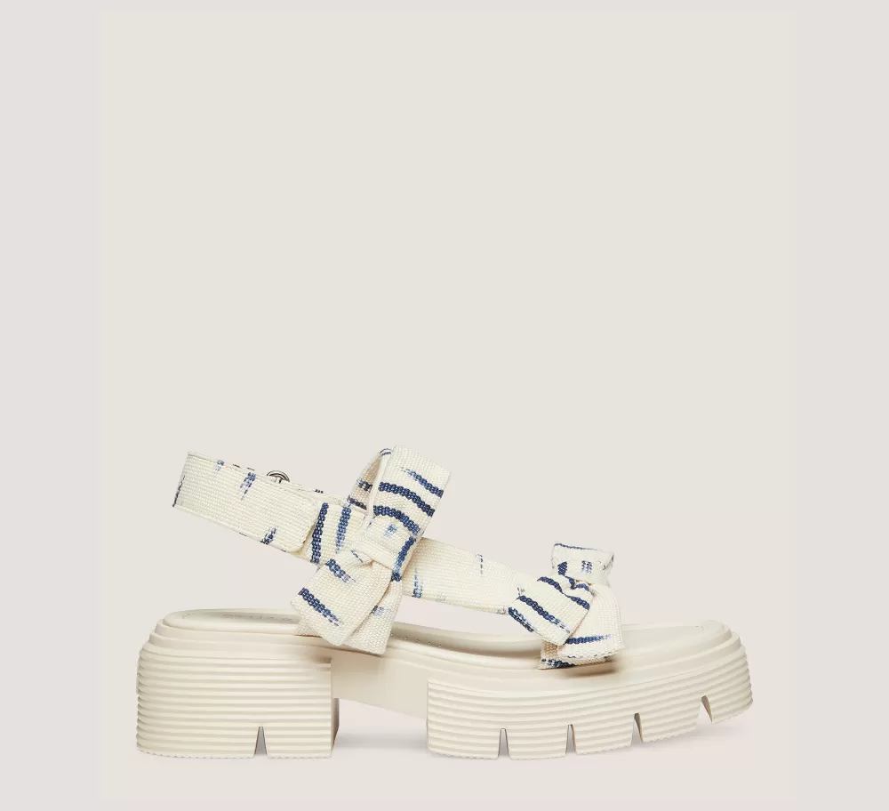 Stuart Weitzman The SW Extended Sizes Collection | Sandals-CHANGE LOCATION Ikat woven jacquard fabric/Natural & indigo