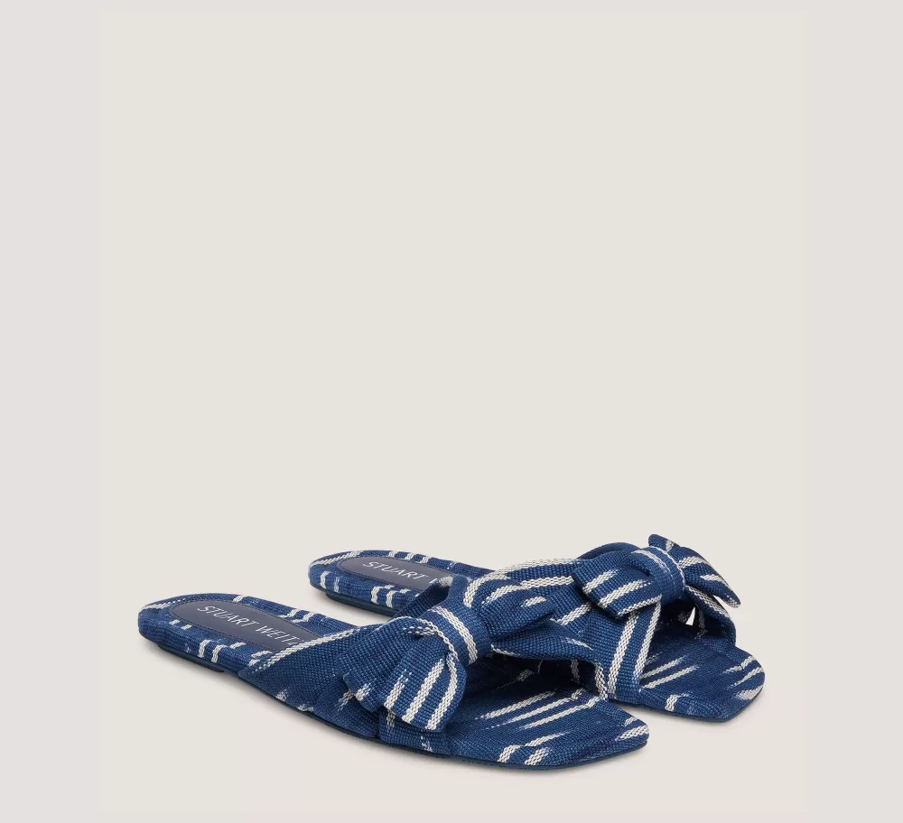 Stuart Weitzman The SW Extended Sizes Collection | Sandals-CHANGE LOCATION Ikat woven jacquard fabric/Indigo & natural