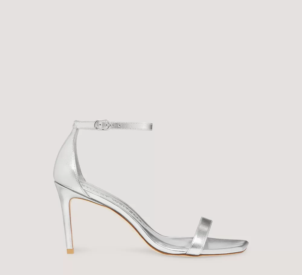 Stuart Weitzman The SW Extended Sizes Collection | Sandals-CHANGE LOCATION Liquid Metallic Leather/Silver