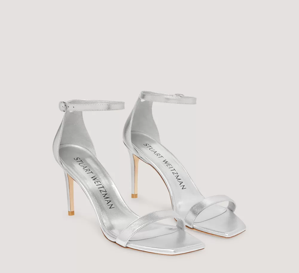 Stuart Weitzman The SW Extended Sizes Collection | Sandals-CHANGE LOCATION Liquid Metallic Leather/Silver