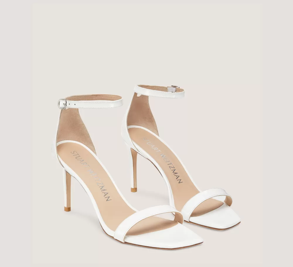 Stuart Weitzman Sandals | The Nudist Collection-CHANGE LOCATION Patent leather/White