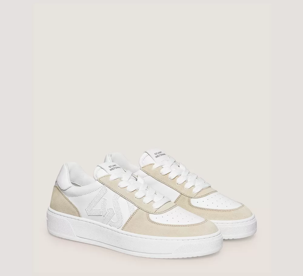 Stuart Weitzman Sneakers | The SW Exclusives Collection-CHANGE LOCATION Calf leather & suede/White & Light Beige