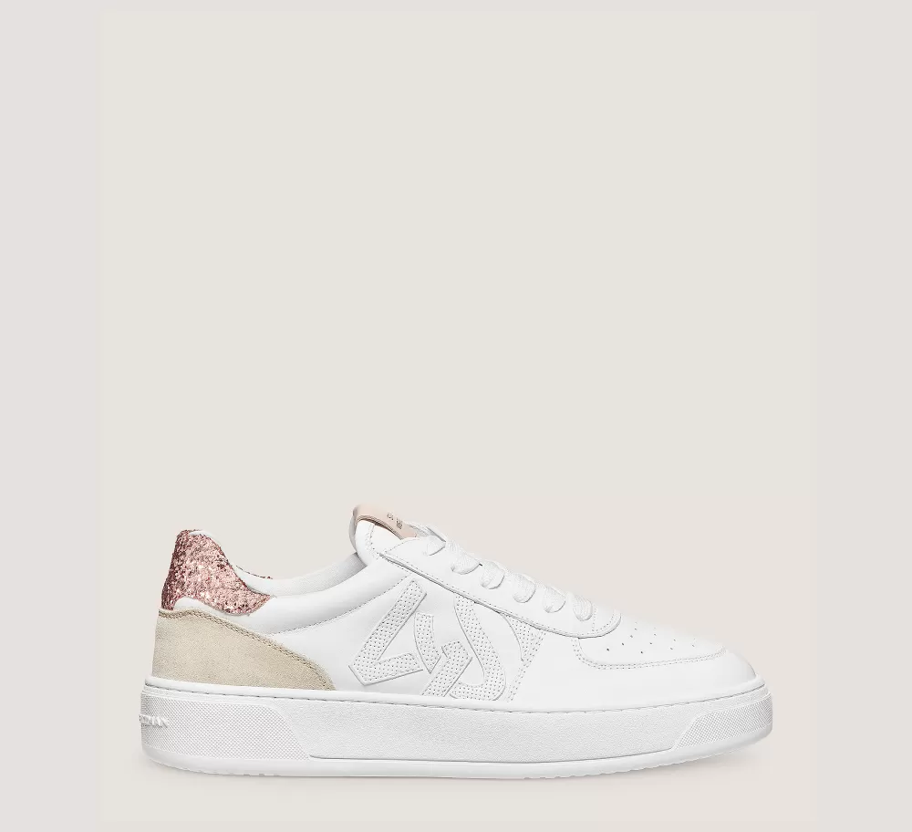 Stuart Weitzman Sneakers | The SW Exclusives Collection-CHANGE LOCATION Calf leather & glitter/White & Nude