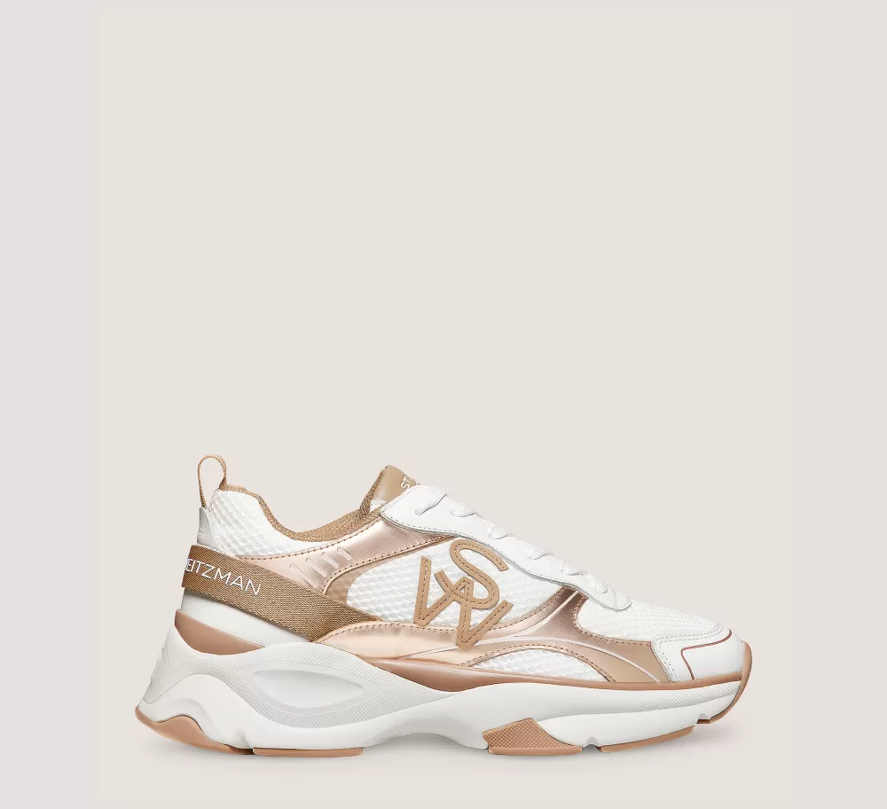 Stuart Weitzman Sneakers-CHANGE LOCATION Calf leather & mesh/White & Tobacco