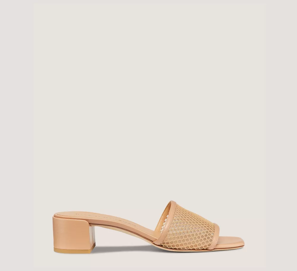 Stuart Weitzman Flat & Low Heel Sandals | Trending: Block Heels-CHANGE LOCATION Open mesh & smooth leather/Ginger