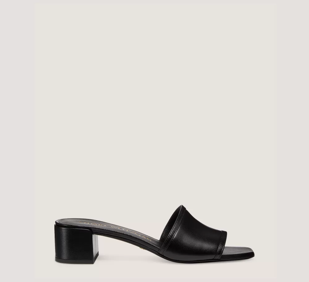 Stuart Weitzman Flat & Low Heel Sandals | Trending: Block Heels-CHANGE LOCATION Lacquered Nappa Leather/Black