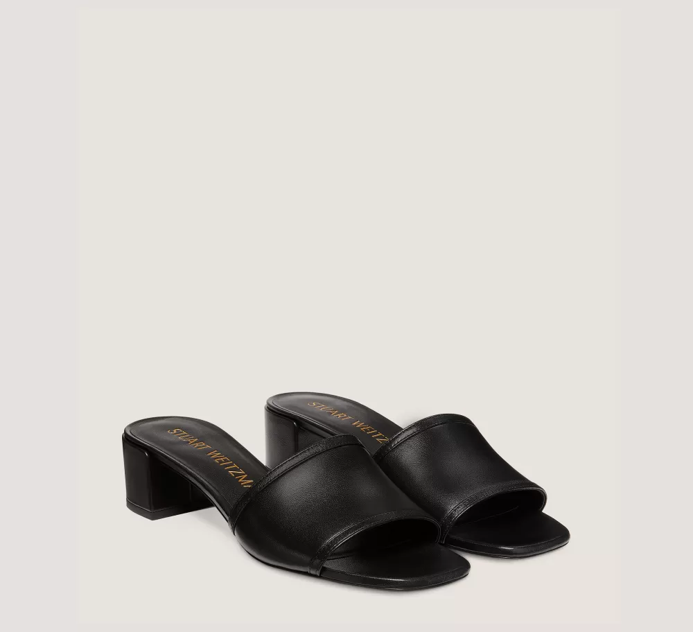 Stuart Weitzman Flat & Low Heel Sandals | Trending: Block Heels-CHANGE LOCATION Lacquered Nappa Leather/Black