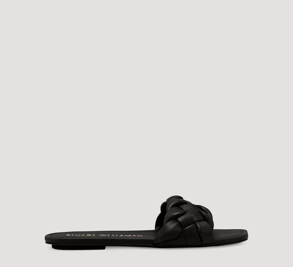 Stuart Weitzman Flat & Low Heel Sandals | The SW Extended Sizes Collection-CHANGE LOCATION Lacquered Nappa Leather/Black