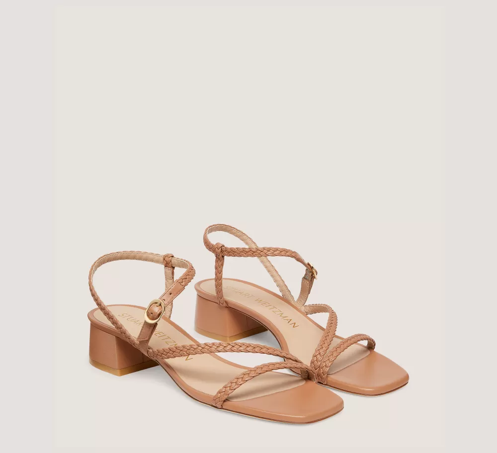 Stuart Weitzman Flat & Low Heel Sandals | Trending: Block Heels-CHANGE LOCATION Woven leather/Tan