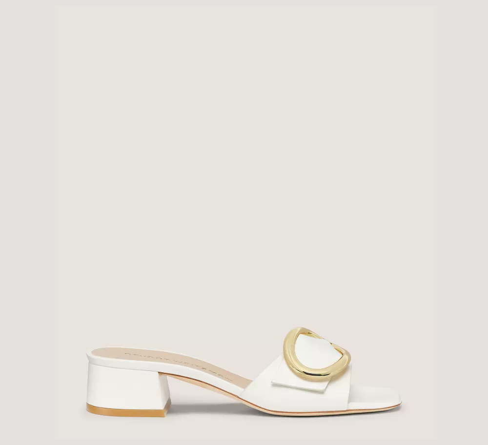 Stuart Weitzman Flat & Low Heel Sandals | Trending: Block Heels-CHANGE LOCATION Leather/Cream