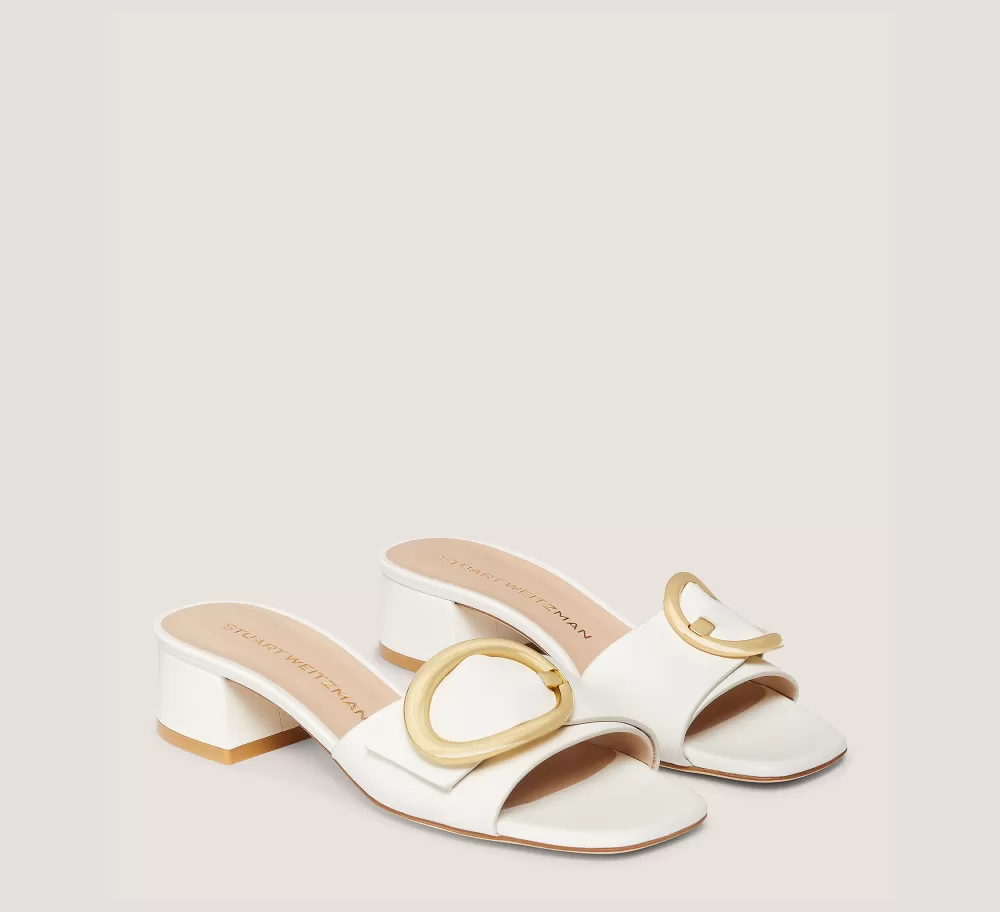 Stuart Weitzman Flat & Low Heel Sandals | Trending: Block Heels-CHANGE LOCATION Leather/Cream