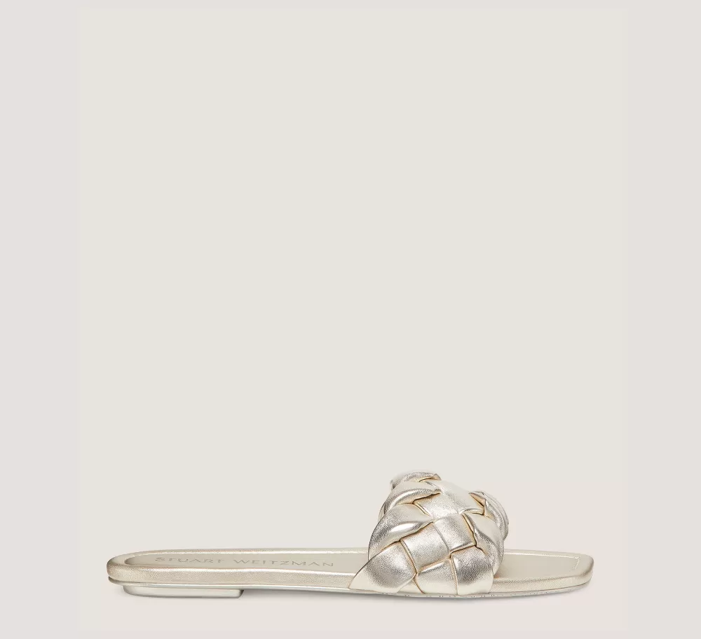 Stuart Weitzman Flat & Low Heel Sandals | Sandals-CHANGE LOCATION Liquid Metallic Leather/Light Gold