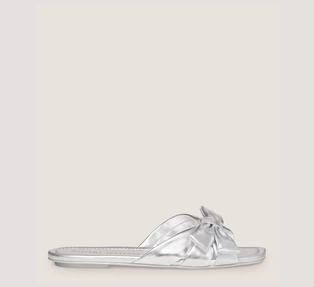 Stuart Weitzman Flat & Low Heel Sandals | Sandals-CHANGE LOCATION Liquid Metallic Leather/Silver