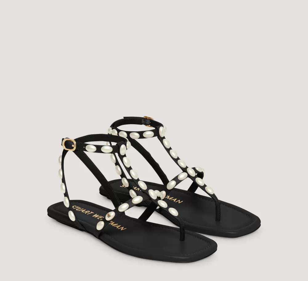 Stuart Weitzman Flat & Low Heel Sandals | The SW Extended Sizes Collection-CHANGE LOCATION Black