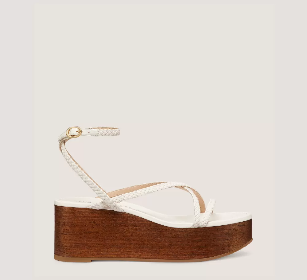 Stuart Weitzman Flat & Low Heel Sandals | Wedges & Espadrilles-CHANGE LOCATION Woven leather & wood/Seashell & walnut