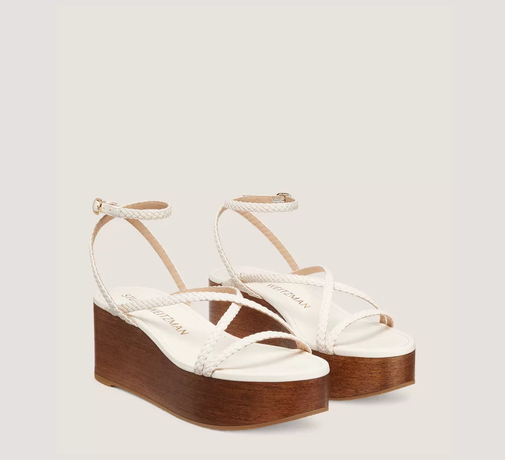 Stuart Weitzman Flat & Low Heel Sandals | Wedges & Espadrilles-CHANGE LOCATION Woven leather & wood/Seashell & walnut