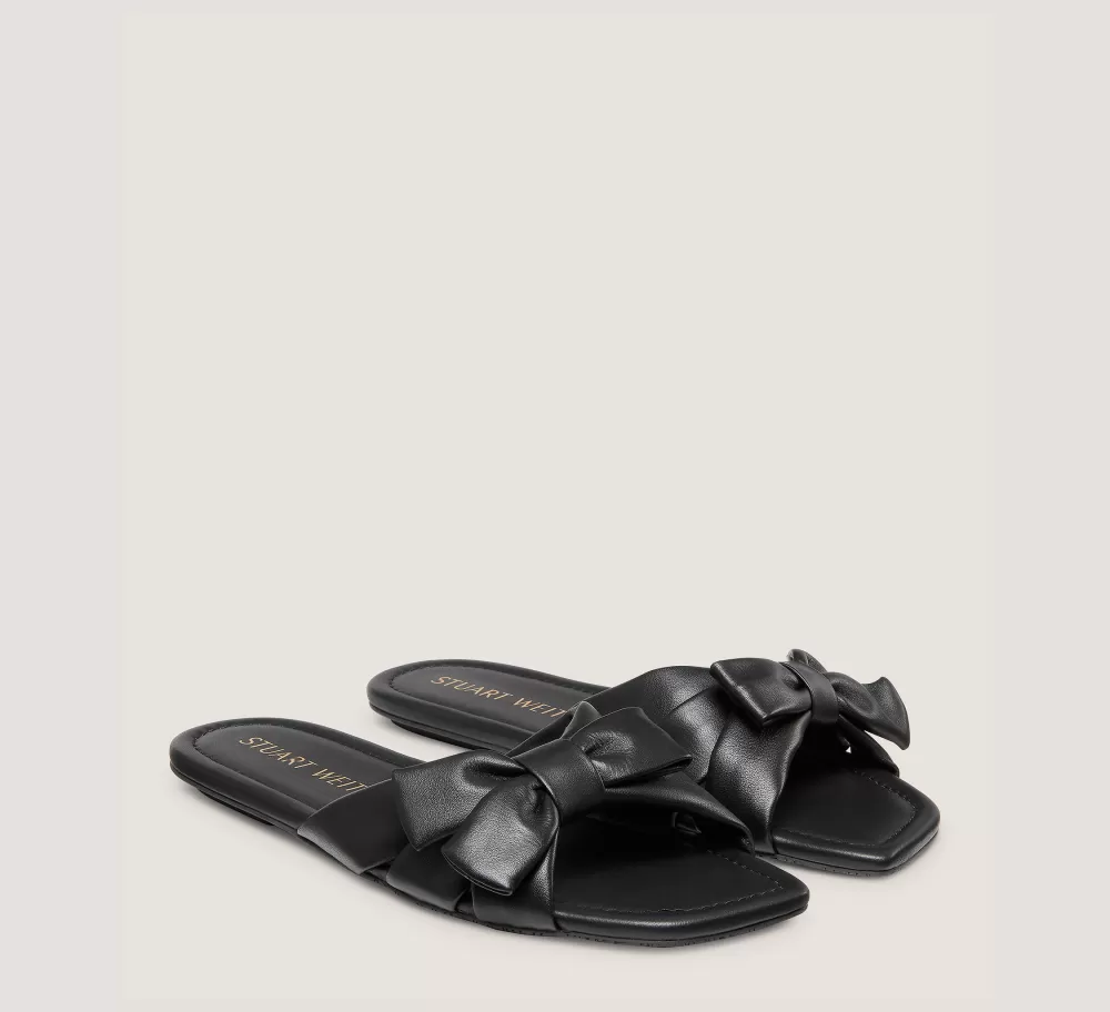 Stuart Weitzman Flat & Low Heel Sandals | Sandals-CHANGE LOCATION Lacquered Nappa Leather/Black