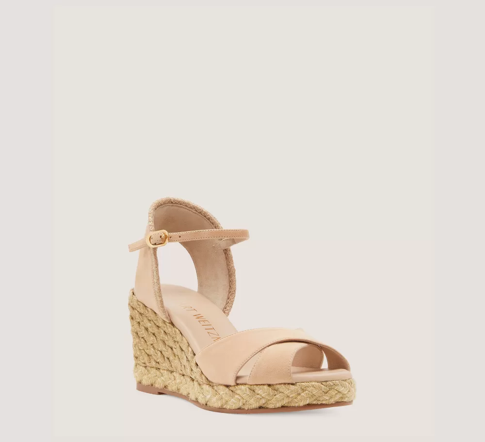 Stuart Weitzman Mid Heel Sandals | Wedges & Espadrilles-CHANGE LOCATION Suede & jute/Adobe & Natural