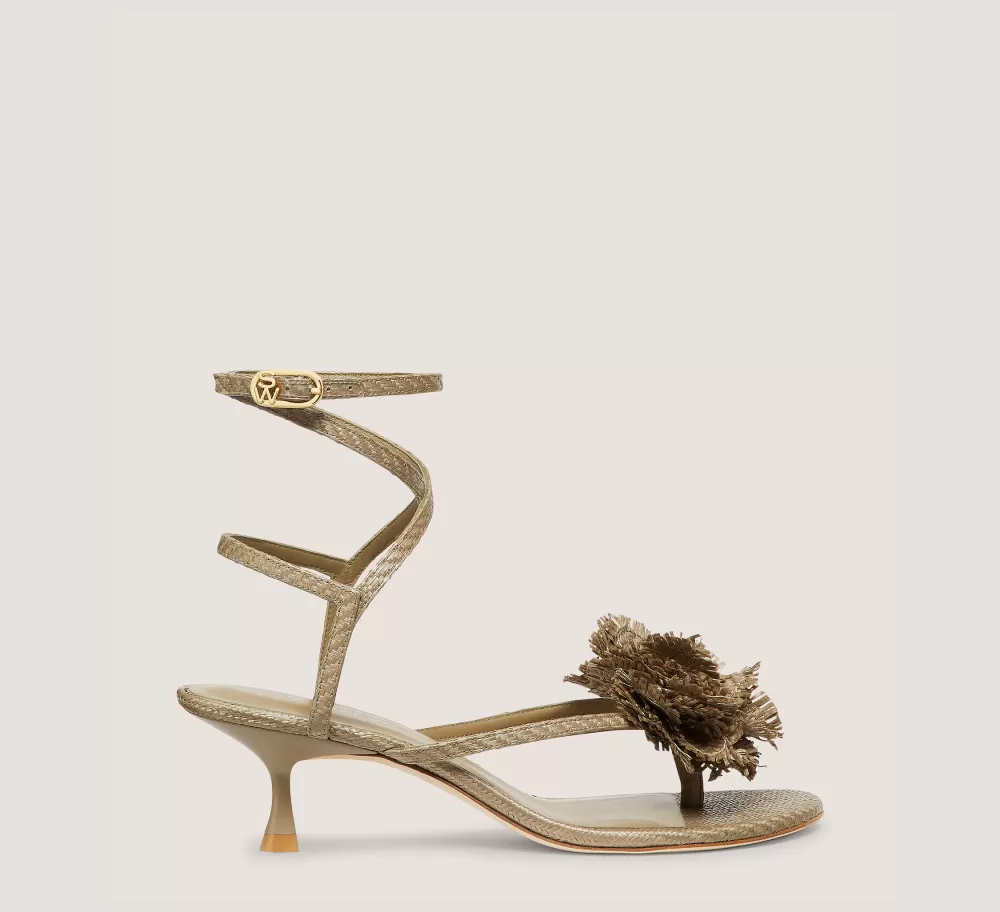 Stuart Weitzman Mid Heel Sandals | The Occasion Edit-CHANGE LOCATION Luxe Raffia/Khaki