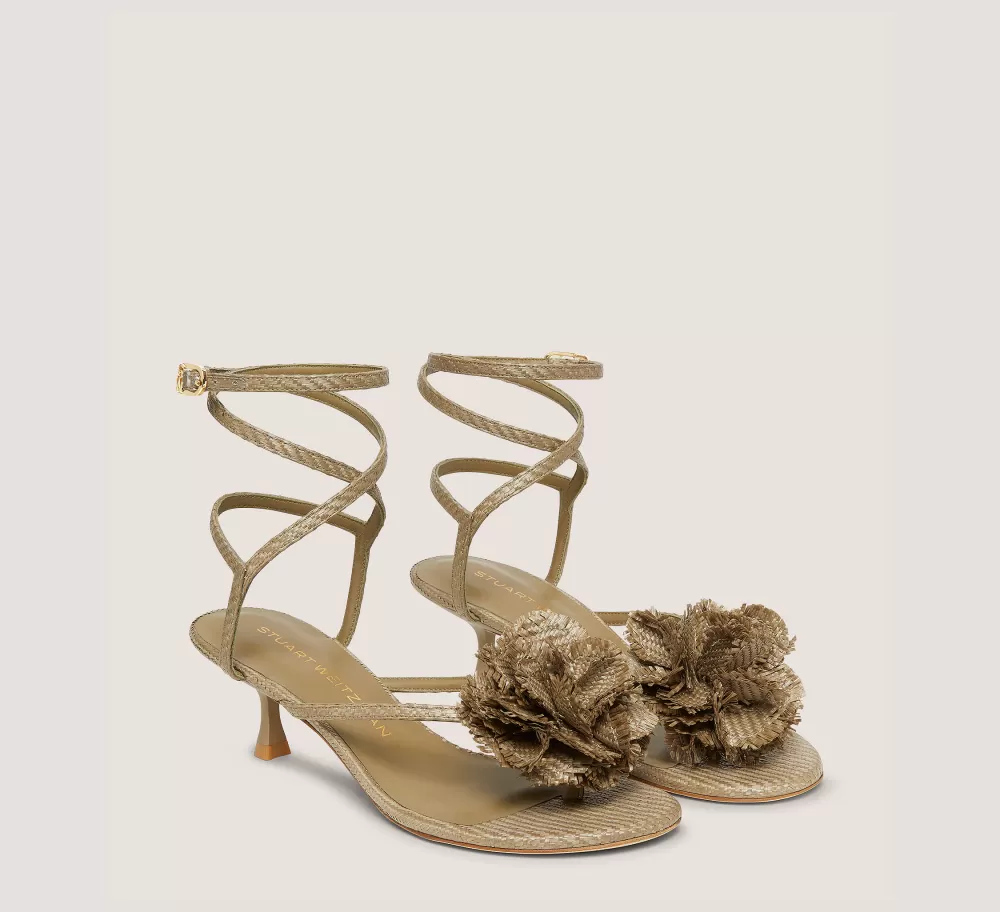 Stuart Weitzman Mid Heel Sandals | The Occasion Edit-CHANGE LOCATION Luxe Raffia/Khaki