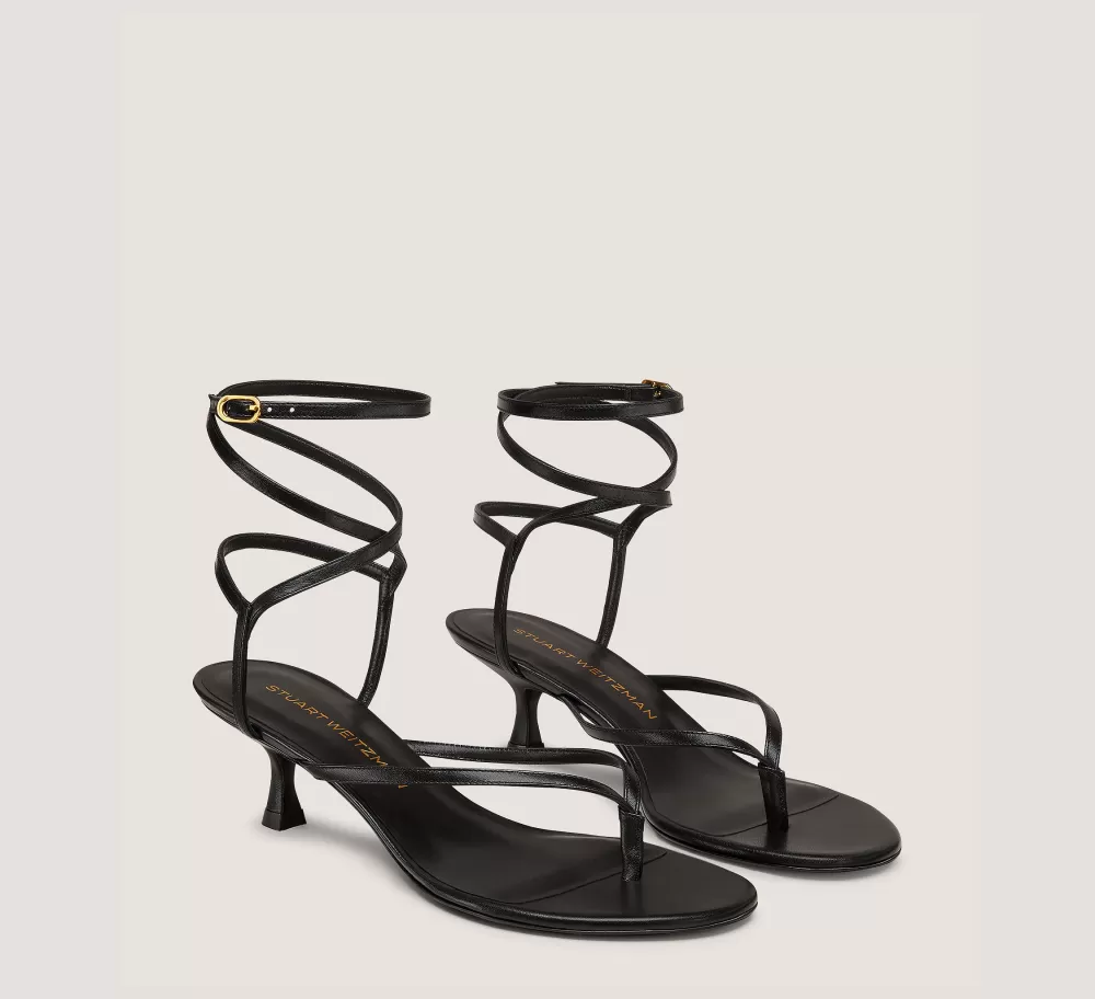 Stuart Weitzman Mid Heel Sandals | The SW Exclusives Collection-CHANGE LOCATION Smooth Leather/Black