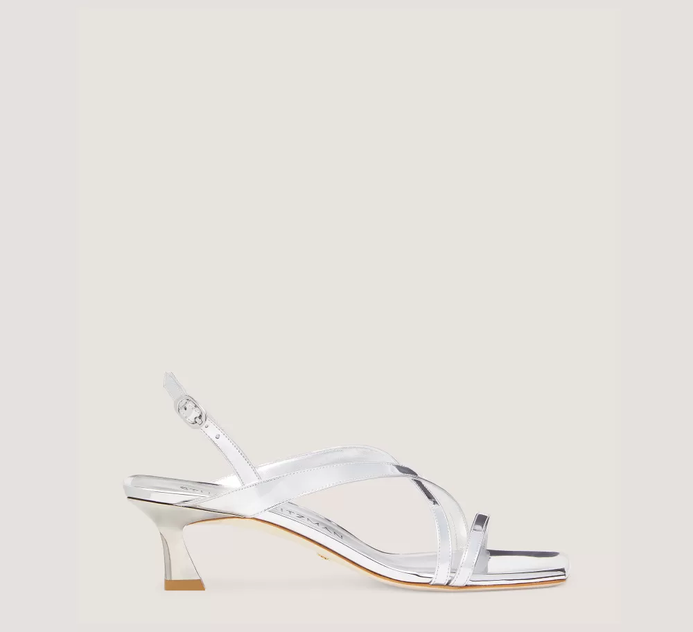 Stuart Weitzman Mid Heel Sandals | The Bridal Collection-CHANGE LOCATION Specchio leather/Silver