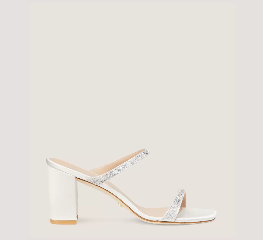 Stuart Weitzman Mid Heel Sandals | Trending: Block Heels-CHANGE LOCATION Satin/White