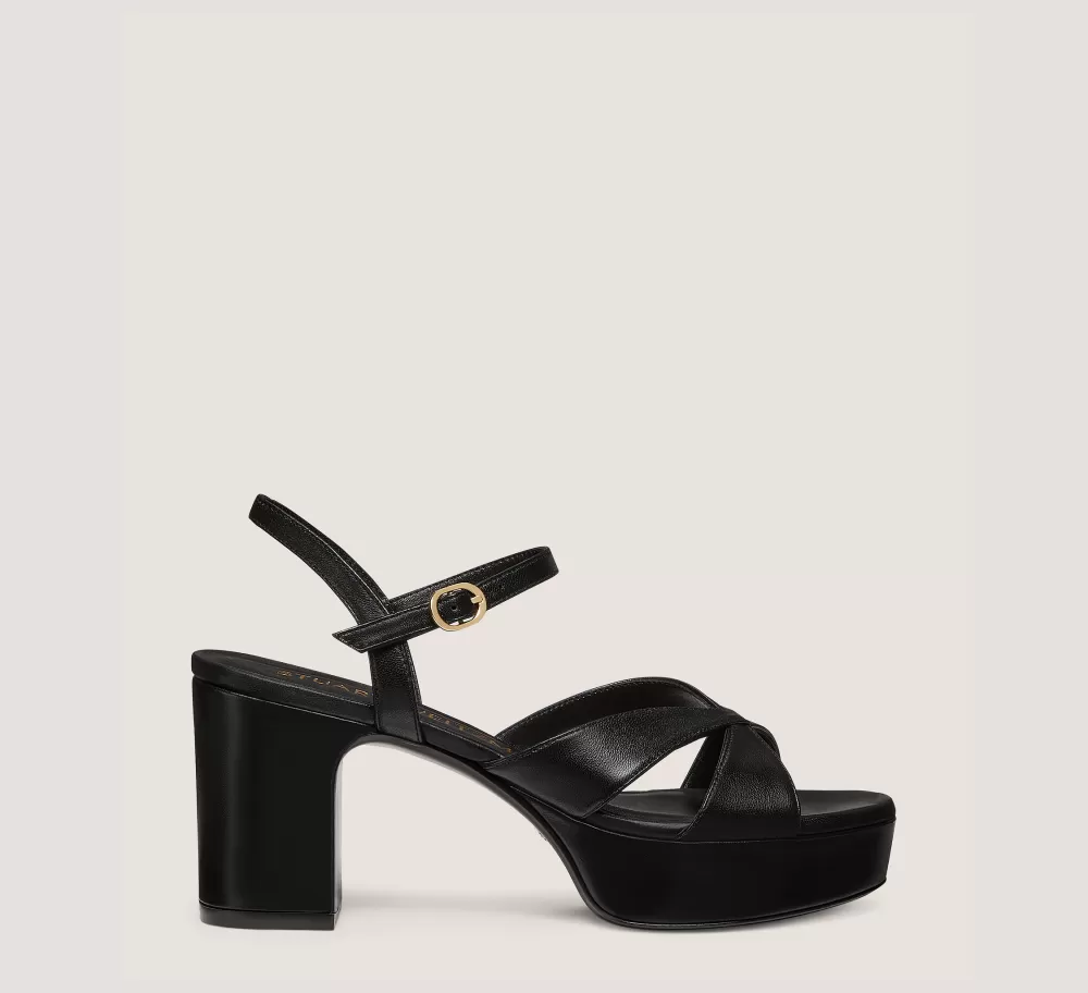 Stuart Weitzman Mid Heel Sandals | Trending: Block Heels-CHANGE LOCATION Lacquered Nappa Leather/Black