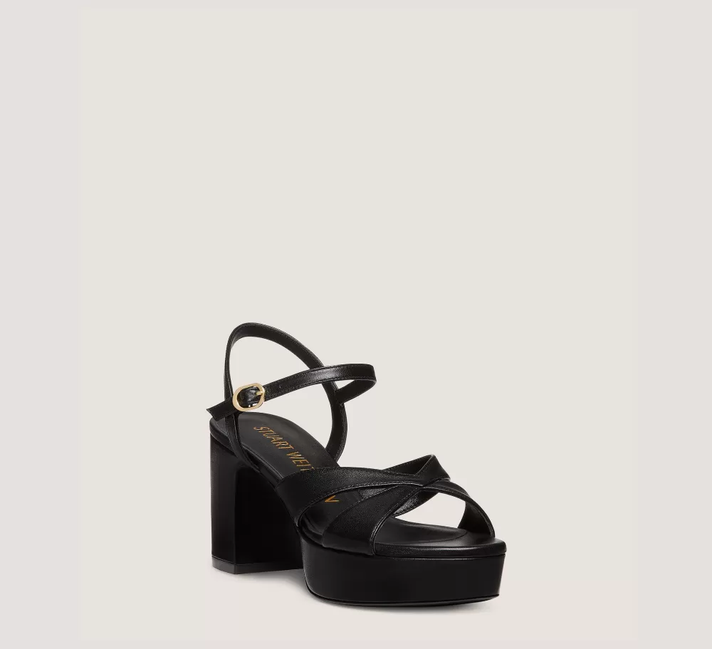 Stuart Weitzman Mid Heel Sandals | Trending: Block Heels-CHANGE LOCATION Lacquered Nappa Leather/Black