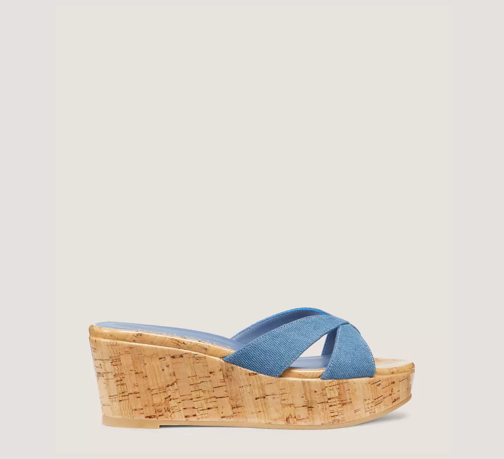 Stuart Weitzman Mid Heel Sandals | Wedges & Espadrilles-CHANGE LOCATION Vintage denim & cork/Washed Blue Denim