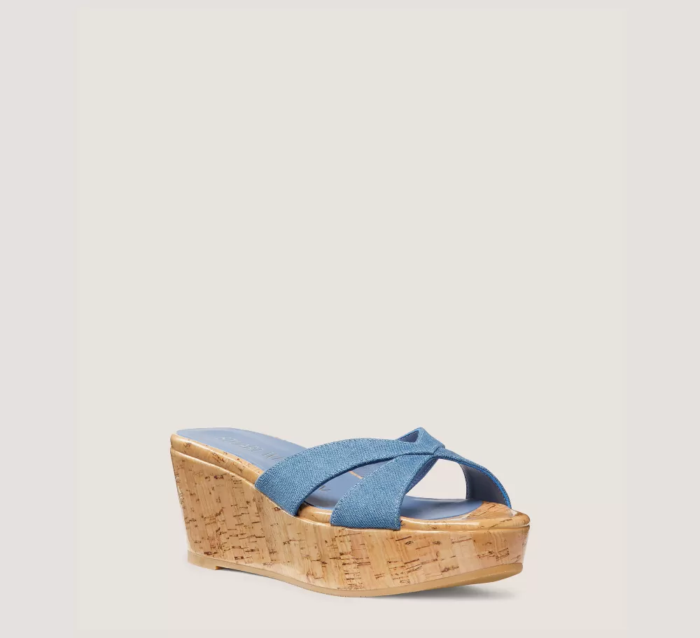 Stuart Weitzman Mid Heel Sandals | Wedges & Espadrilles-CHANGE LOCATION Vintage denim & cork/Washed Blue Denim