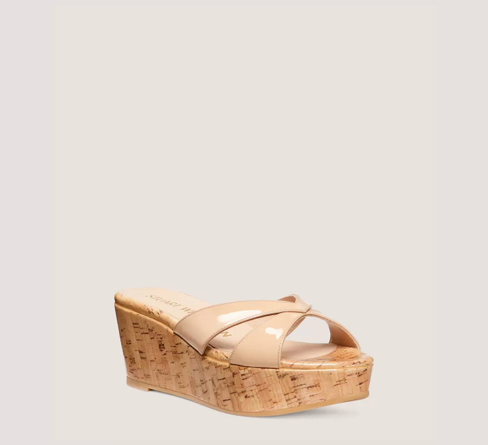 Stuart Weitzman Mid Heel Sandals | Wedges & Espadrilles-CHANGE LOCATION Patent leather/Adobe Beige