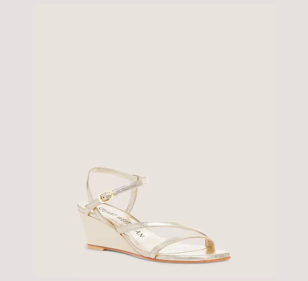 Stuart Weitzman Mid Heel Sandals | Wedges & Espadrilles-CHANGE LOCATION Liquid Metallic Leather/Light Gold