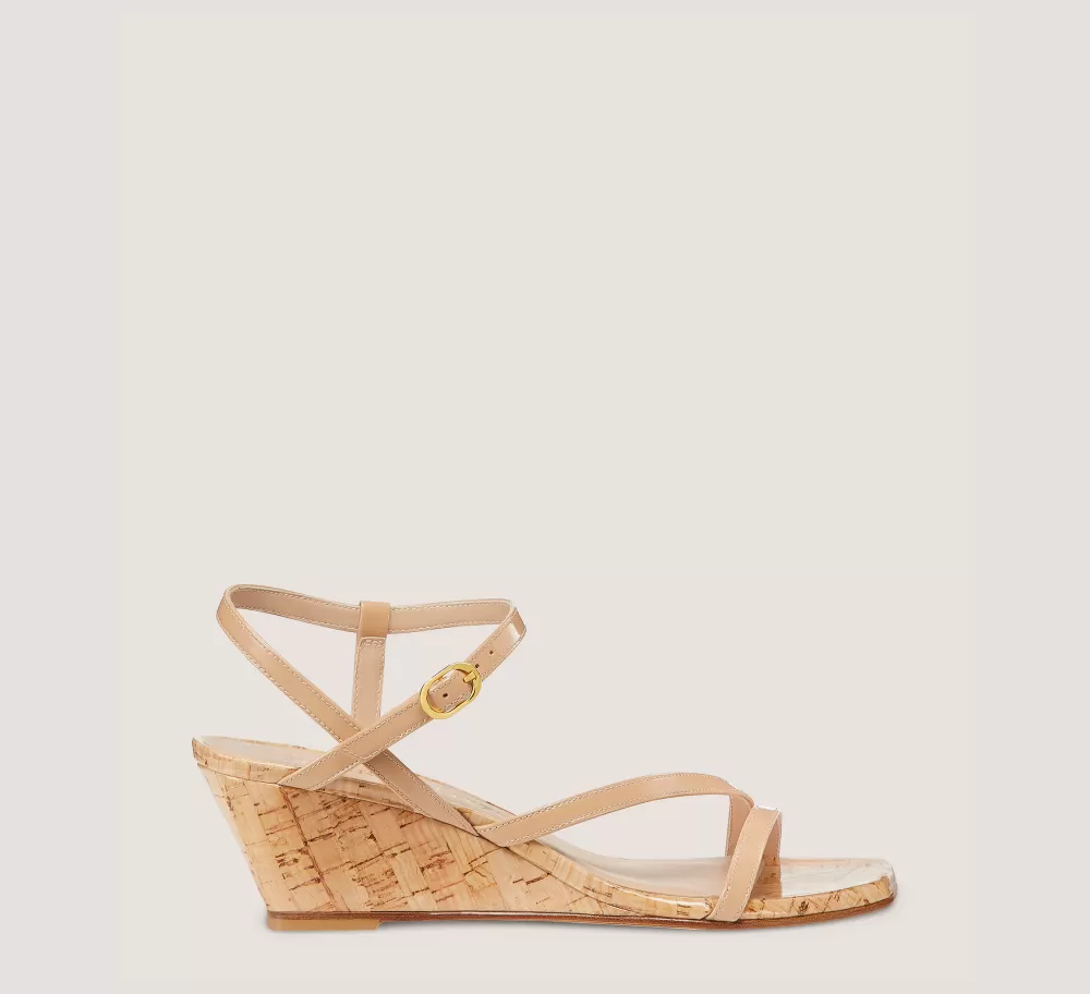 Stuart Weitzman Mid Heel Sandals | Wedges & Espadrilles-CHANGE LOCATION Patent leather/Adobe Beige