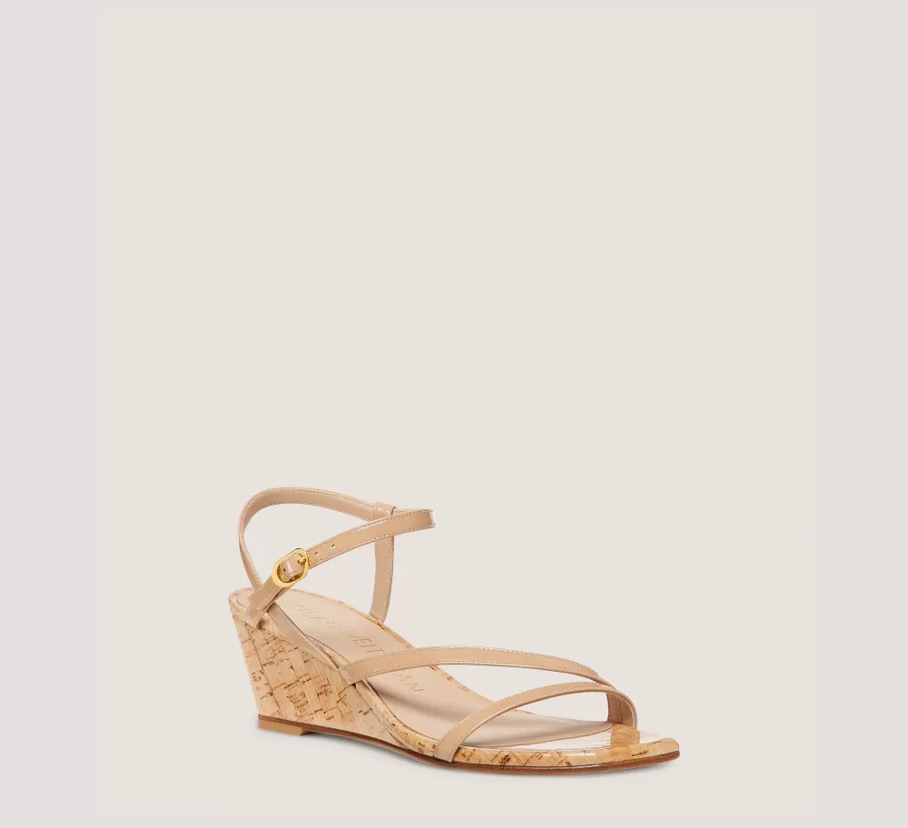 Stuart Weitzman Mid Heel Sandals | Wedges & Espadrilles-CHANGE LOCATION Patent leather/Adobe Beige