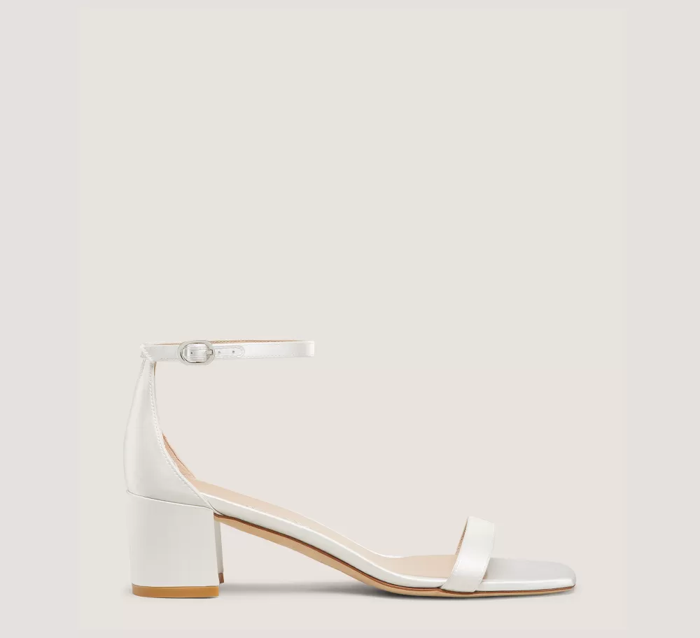 Stuart Weitzman Mid Heel Sandals | Trending: Block Heels-CHANGE LOCATION Satin/White