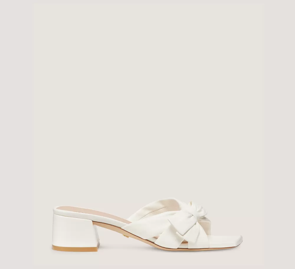 Stuart Weitzman Mid Heel Sandals | Sandals-CHANGE LOCATION Lacquered Nappa Leather/Cream