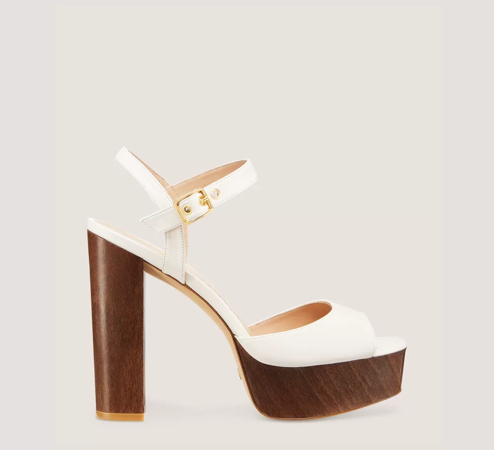 Stuart Weitzman High Heel Sandals | The Best Sellers Edit-CHANGE LOCATION Lacquered nappa leather & wood/Seashell & walnut