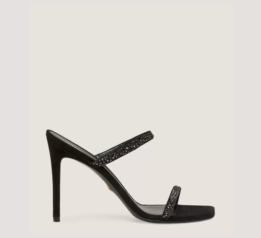 Stuart Weitzman High Heel Sandals | The Occasion Edit-CHANGE LOCATION Suede & crystal/Black & Graphite