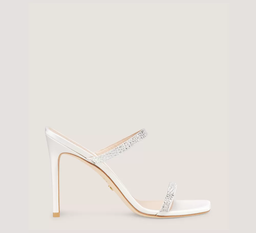 Stuart Weitzman High Heel Sandals | The Bridal Collection-CHANGE LOCATION Satin & crystal/White & Clear