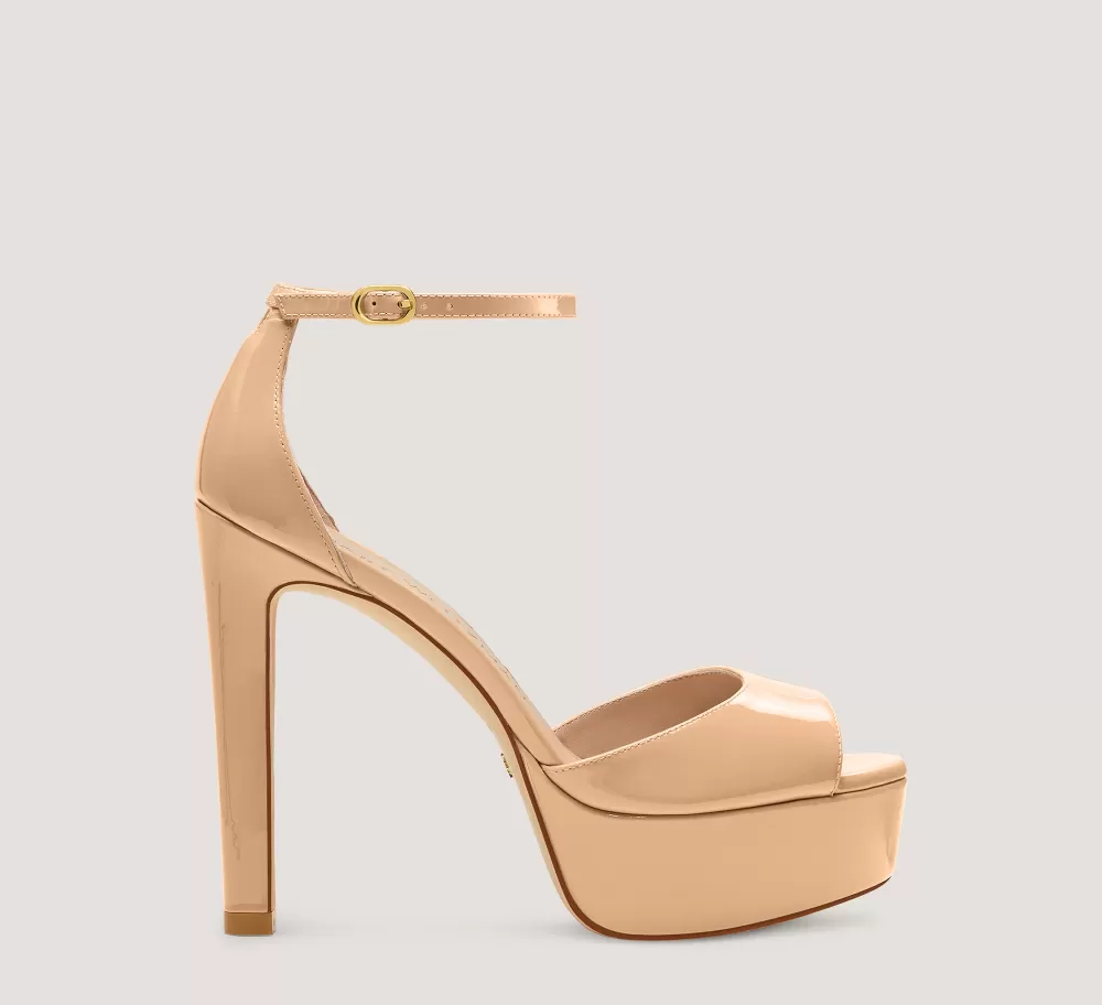 Stuart Weitzman High Heel Sandals | The Bridal Collection-CHANGE LOCATION Patent leather/Adobe Beige