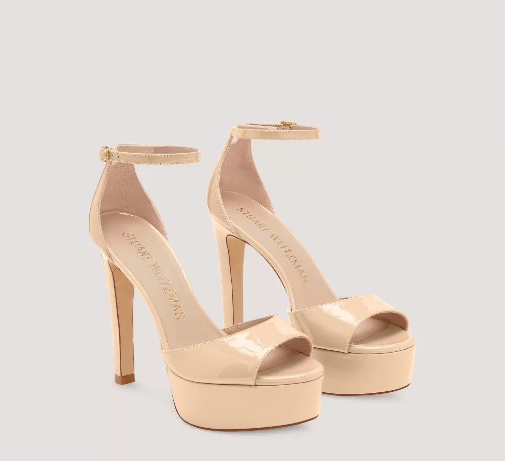 Stuart Weitzman High Heel Sandals | The Bridal Collection-CHANGE LOCATION Patent leather/Adobe Beige